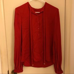 Diane von Furstenberg red long sleeve blouse